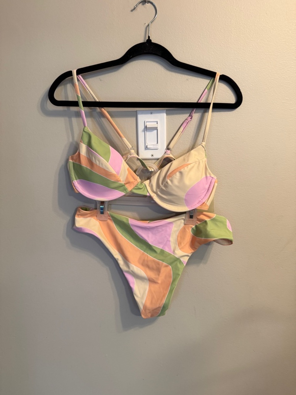 High-Waist Colorblock Underwire Bikini Set - Pastel Multicolor